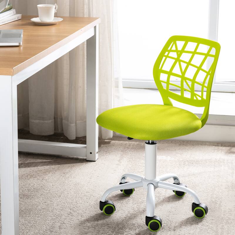 Mesh Ergonomic Swivel Armless Kids Study Chair with Adjustable Height - Green