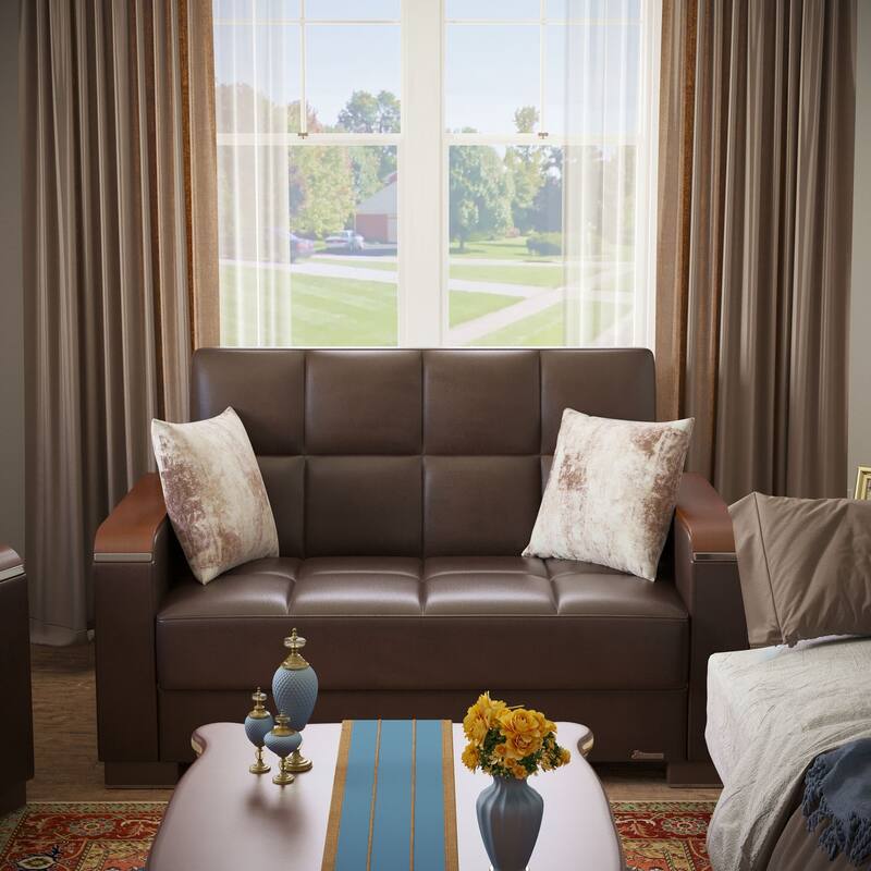 Collection Upholstered Convertible Loveseat With Storage