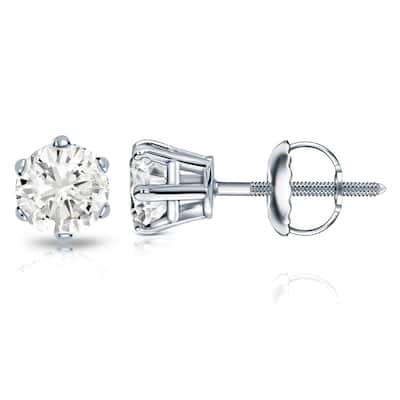 Auriya 1 1/2ctw Round Diamond Stud Earrings 14k Gold 6-Prong (J-K, I2-I3)