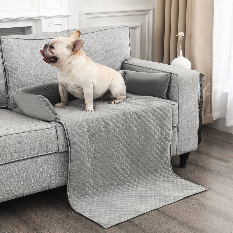 Adeco Velvet Pet Dog Cat Bed for Sofa Couch Bed or Car Blanket Mat