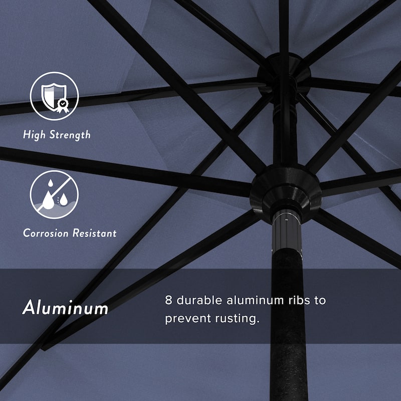 California Umbrella 11' Rd Golden State Series Patio Umbrella Black Aluminum Frame Crank Lift Collar Tilt Sunbrella