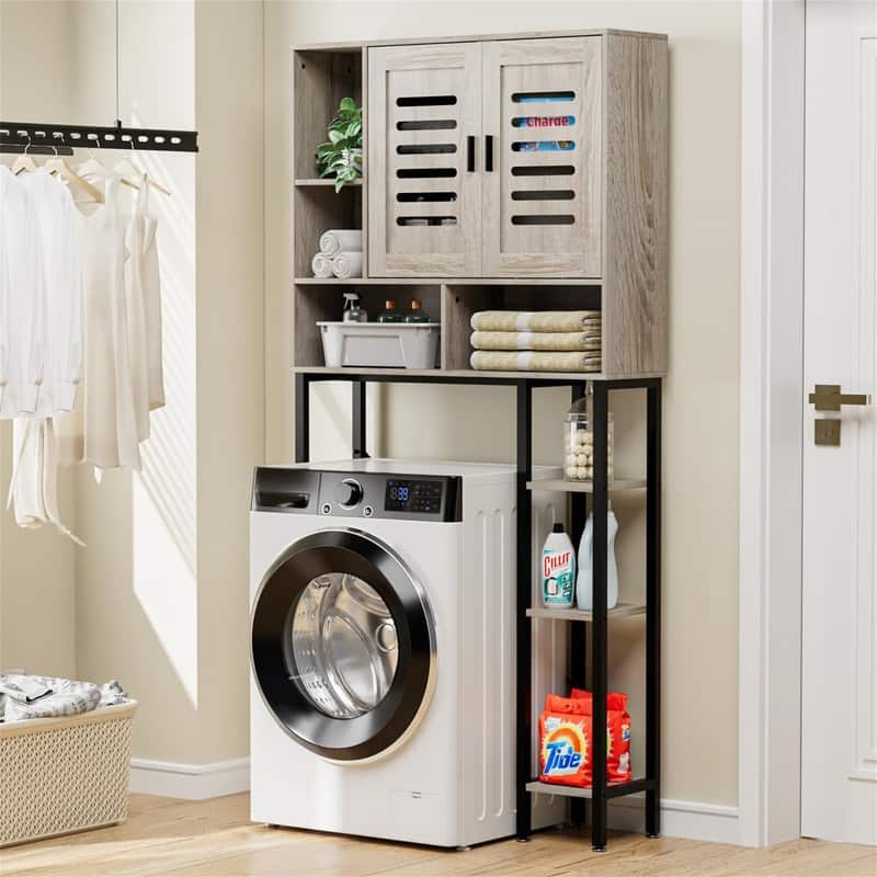 Over The Toilet Storage - 8.86"D x 32.28"W x 65.75"H - Oak