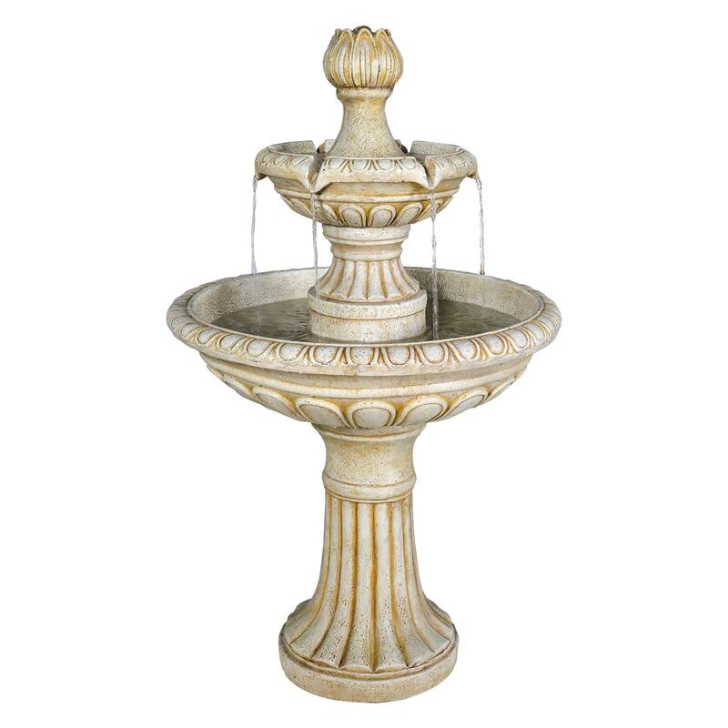 SunJet 40.5" Tall 3-Tier Pagoda Concrete Water Fountain - 40.5'' H X 25'' W X 25'' D