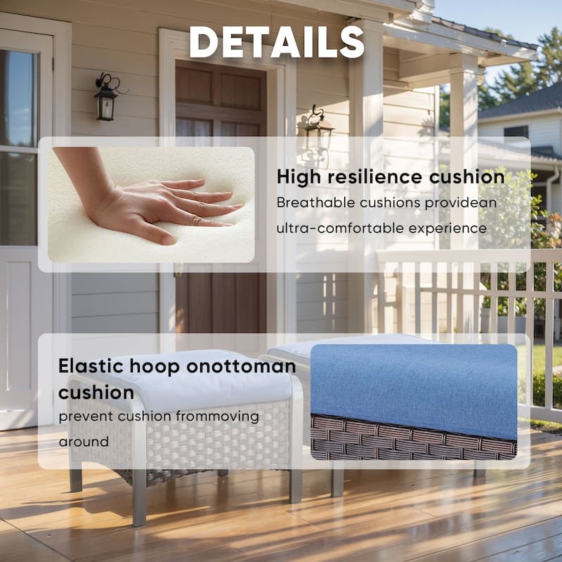 Pocassy Patio Ottomans Outdoor Furniture Ottoman