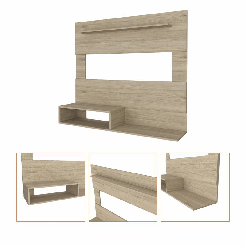 Modern 55" TV Entertainment Center with Open Shelving and Cable Management for 50" TV - 47.2" H x 55.1" W x 12.4" D