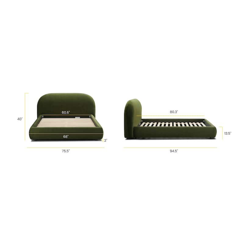 Poly & Bark Genoa Bed - Fully Upholstered with Rounded Profile