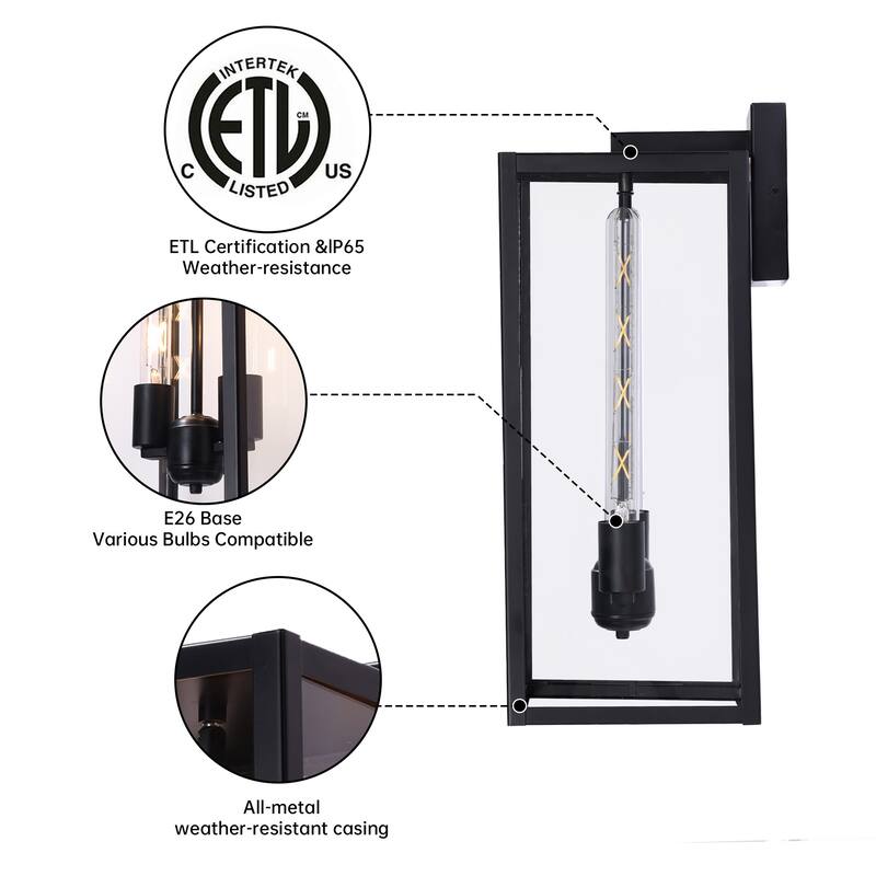 2-pack 1-light/2-light Metal Outdoor Wall Sconce Weather-resistant