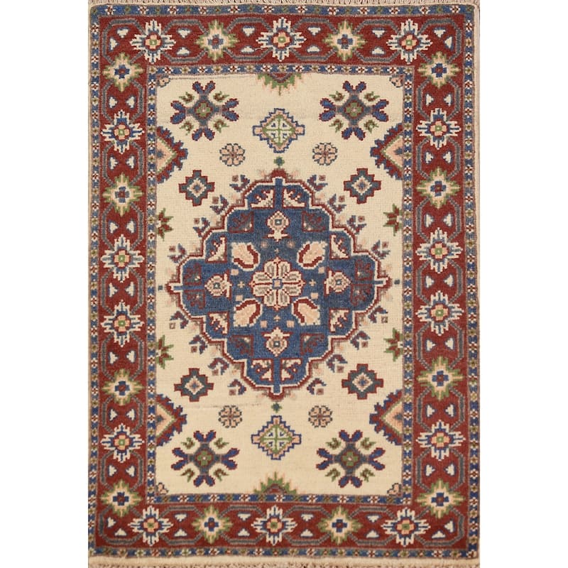 Geometric Kazak Oriental Rug Handmade Wool Carpet - 2'0" x 3'0"