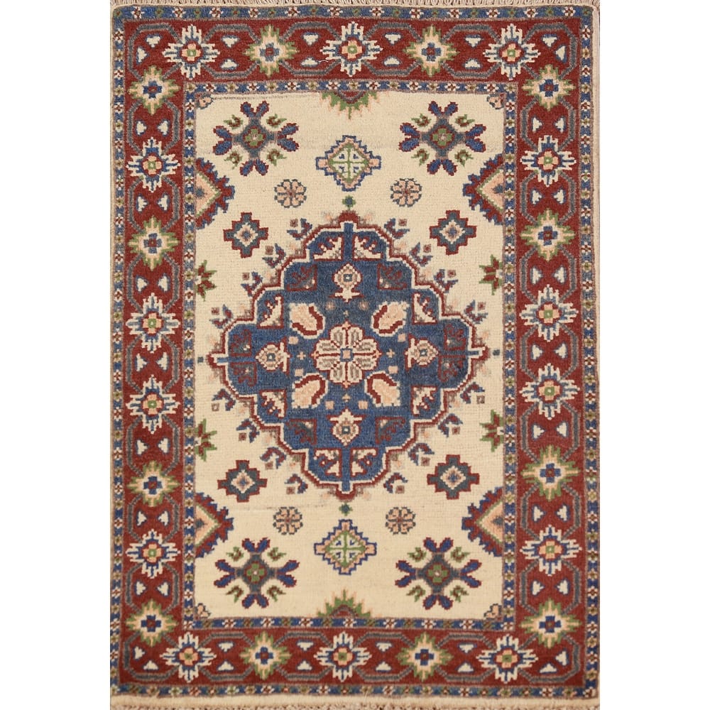 Geometric Kazak Oriental Rug Handmade Wool Carpet - 2'0" x 3'0"