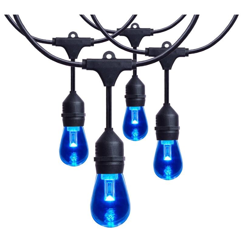 24 Foot LED String Light 12-S14 Lamps E26 RGBTW Infrared Remote Black 120V