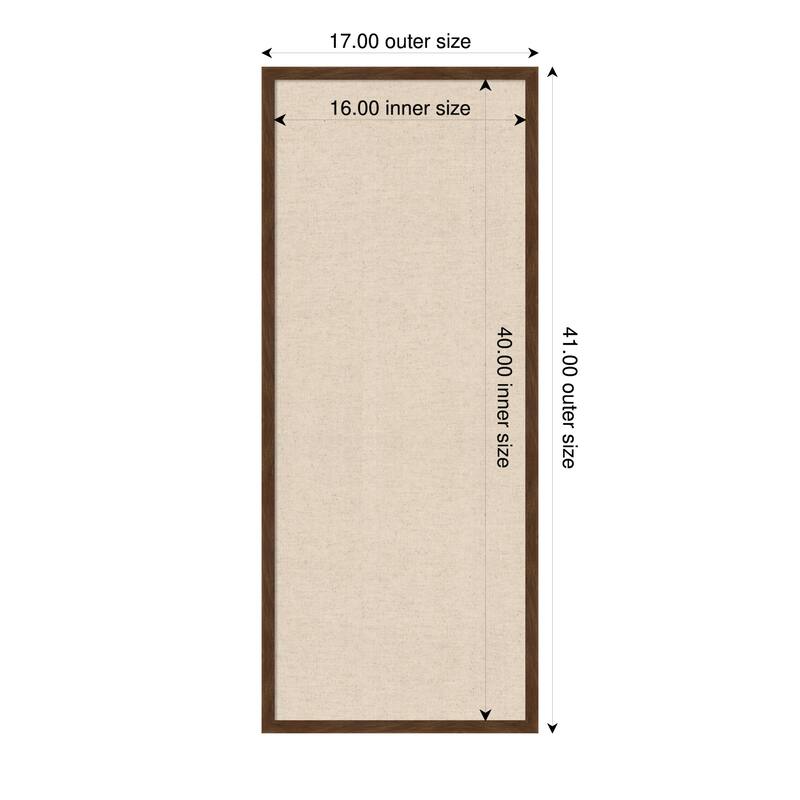 Amanti Art Framed Fabric Pinboard Natural Linen Printed Bulletin Board - Board Size 16 x 40 - Carlisle Brown Narrow