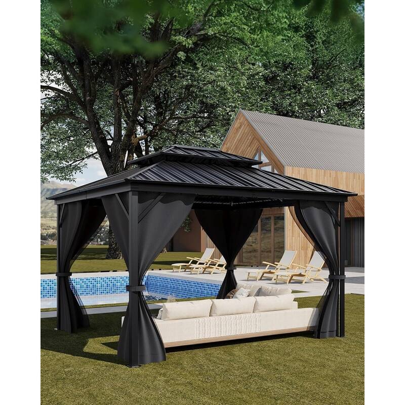 12'x14' Hardtop Gazebo for Patio, Deck, Backyard, Lawn, and Garden - 12X14 Ft - Grey