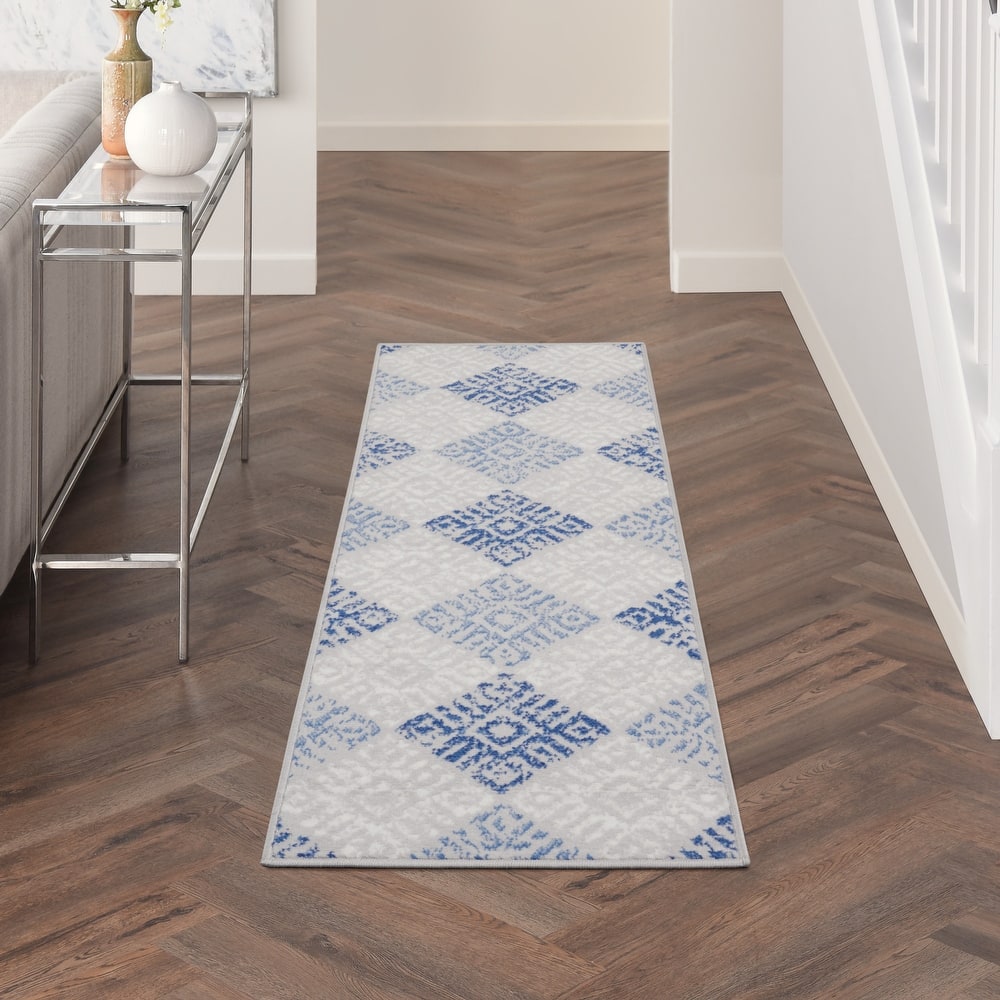 Nourison Whimsicle Boho Geometric Grey Blue Area Rug