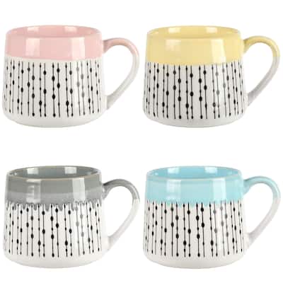 Gibson Home Palmridge 15 Ounce 4 Piece Stoneware Coffee Mug Set in Assorted Colors