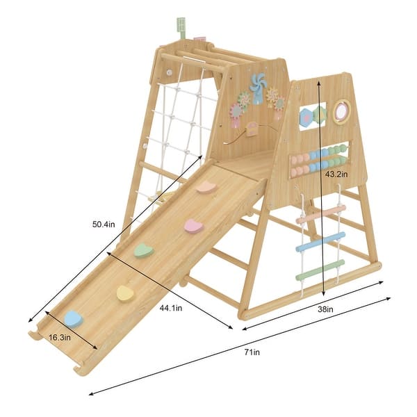 Avenlur Cherry 5-in-1 Wooden Indoor Climber - Montessori Play Gym for Toddlers & Kids - Natural