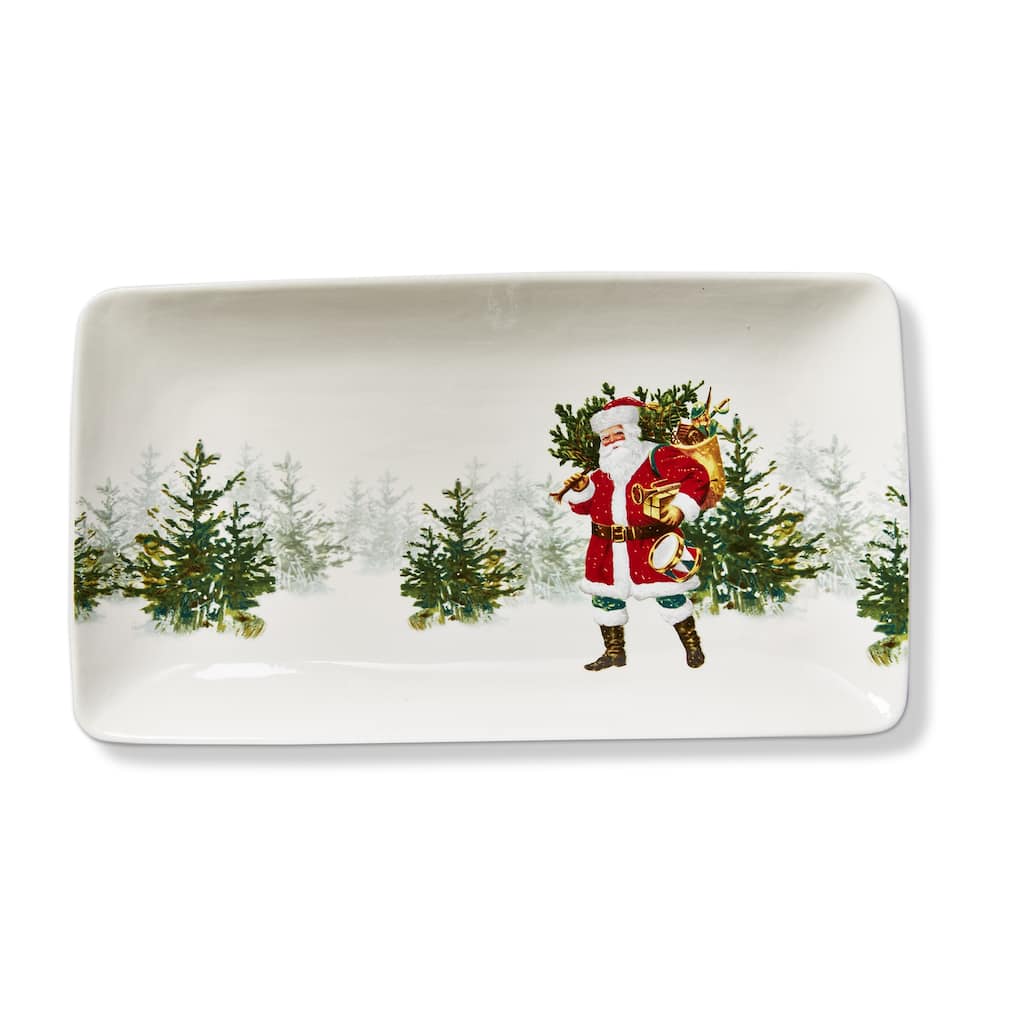 So This Is Christmas Rectangular Serving Platter Multicolor Ceramic Dishwasher Safe 1.5in H x 17in L x 9.5in W