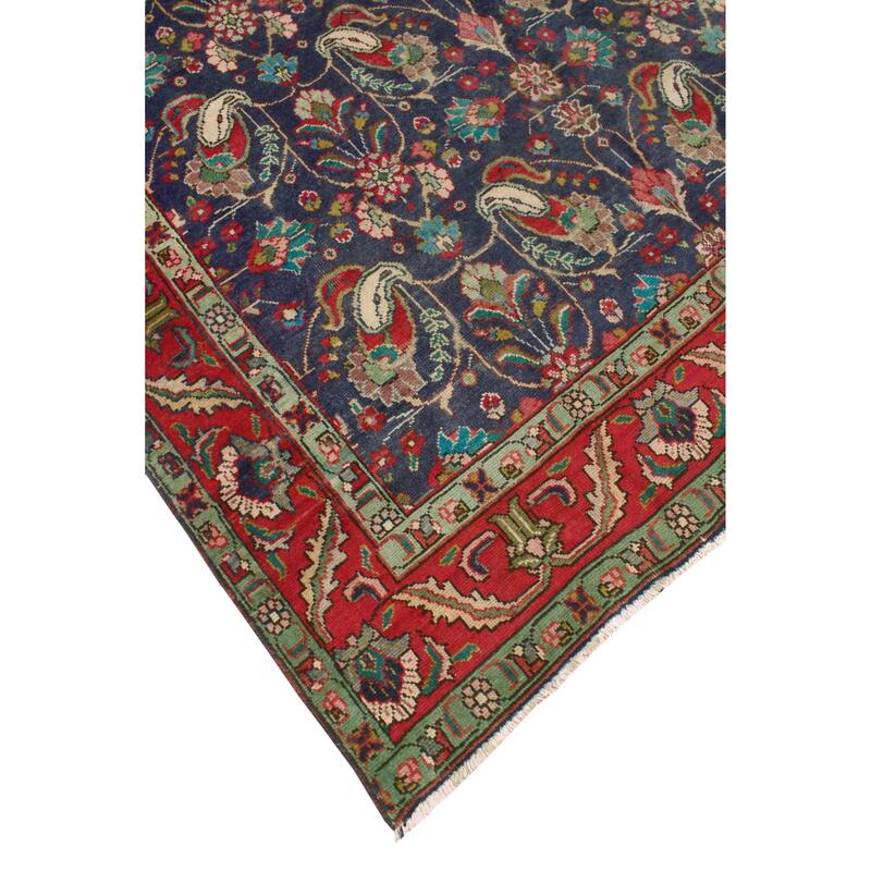 Fine Vintage Distressed Abdullah Navy/Red Rug - 6'7" x 9'8"