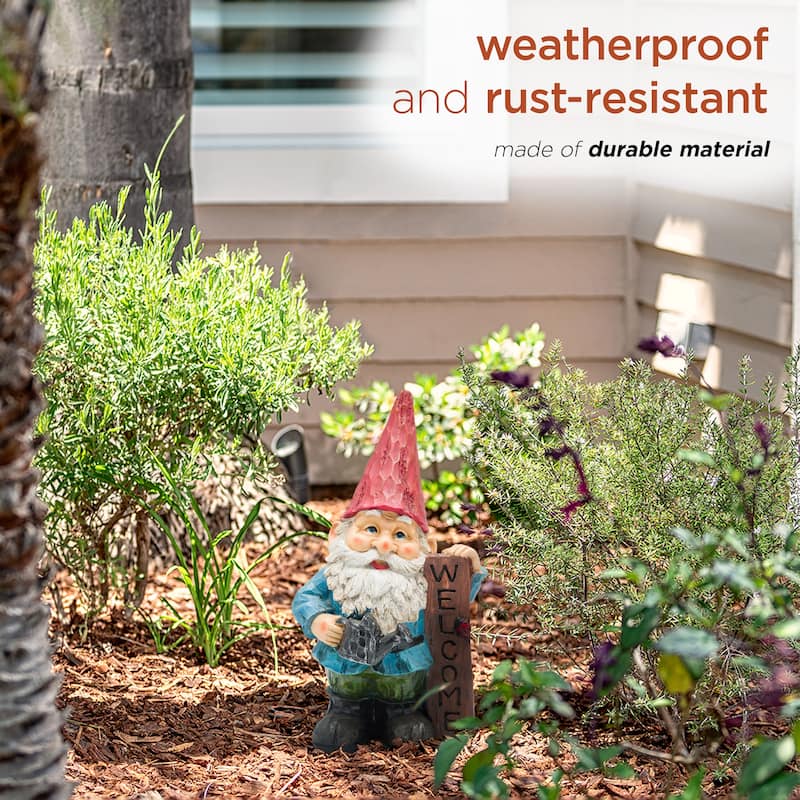 Gnome Folding Hands Looking Up Garden Statue