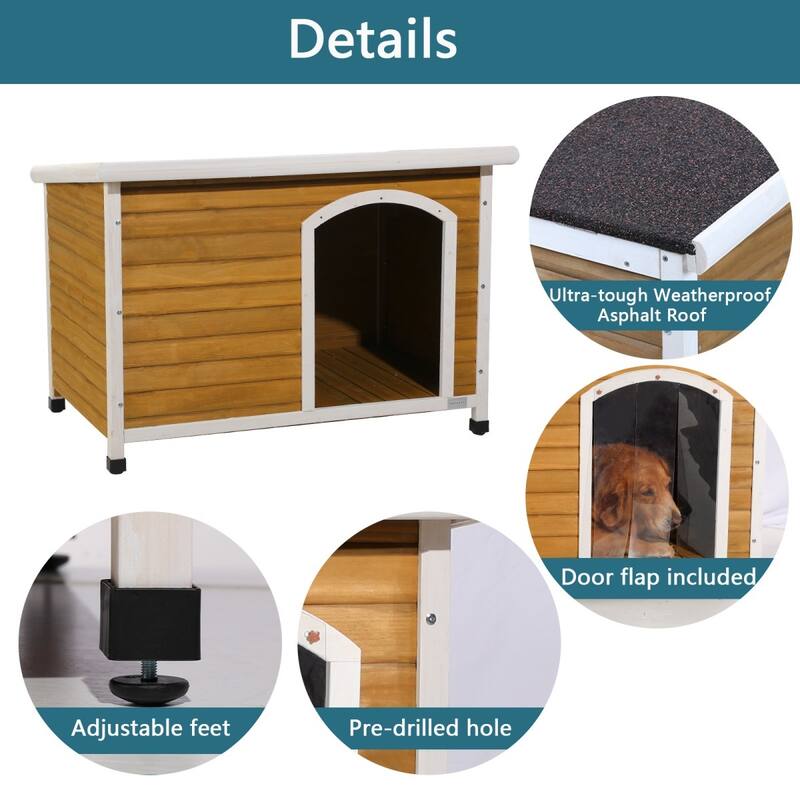 Large Wooden Outdoor Dog House with Waterproof Roof and Raised Floor