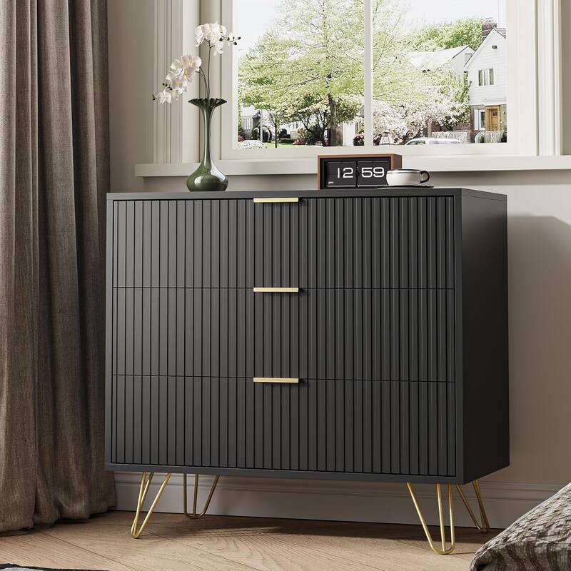 FURNIWAY Fluted Drawer Dresser for Bedroom