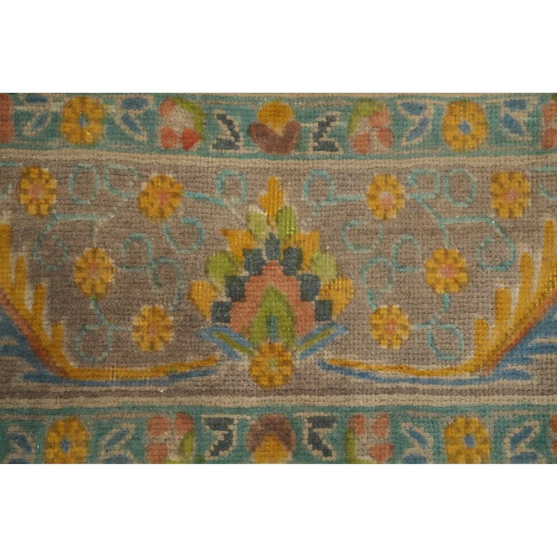 Hand Knotted Oriental 100% Wool Carpet Traditional Floral Oranges & Rust Tabriz Area Rug - 9' 7'' X 6' 2''