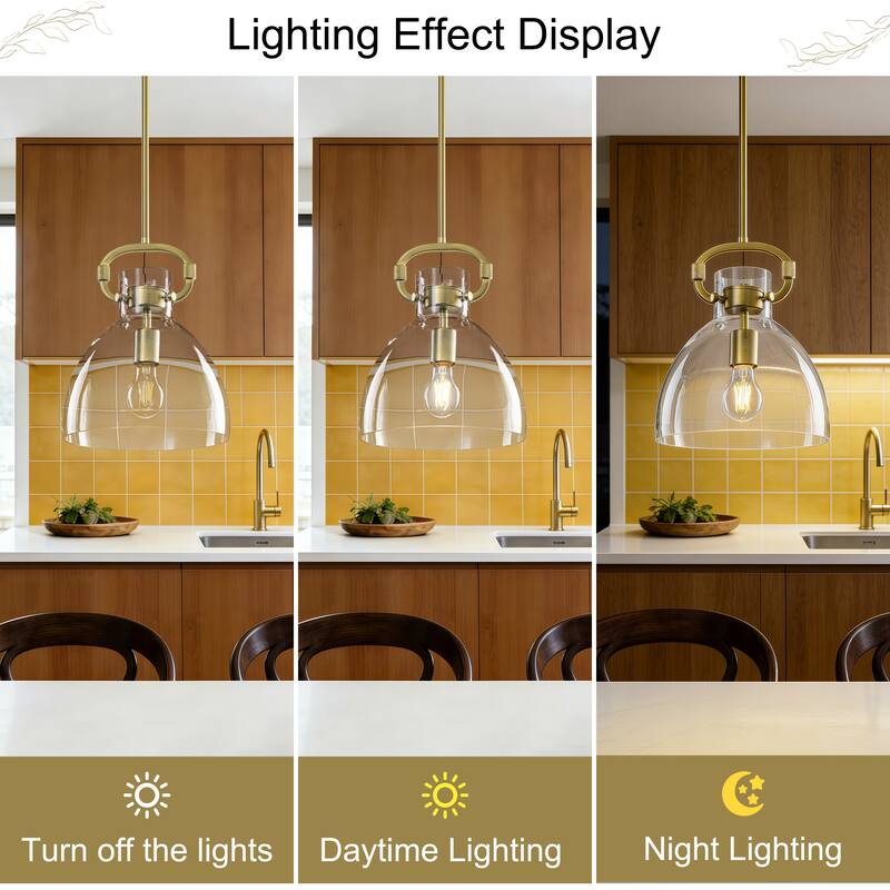 Starsky 1-Light Industrial Pendant With Glass Shade