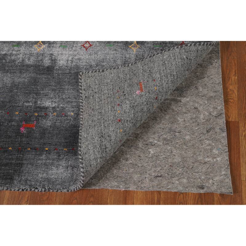 Hand Knotted Oriental 100% Wool Carpet Tribal Animal Pictorial Greys & Charcoal Gabbeh Area Rug - 5' 10'' X 4' 5''