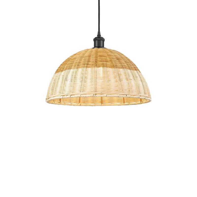 Innovations Lighting 516-1P-11-16 Bristol Natural II Pendant Bristol - Matte Black / Natural