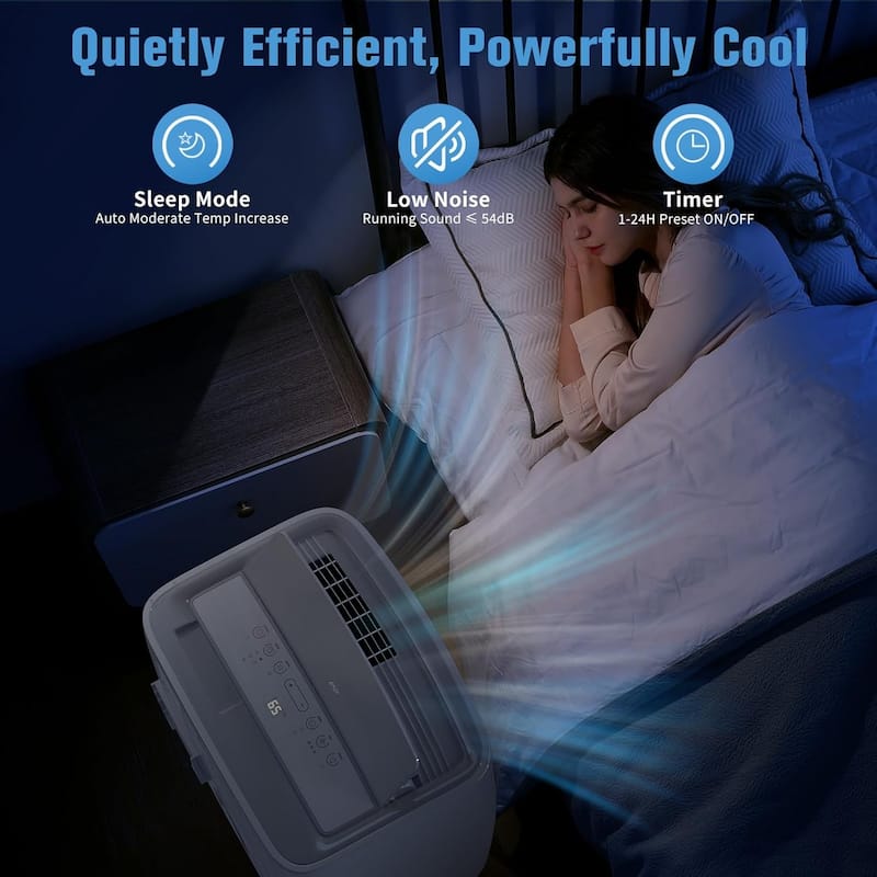 ELEMOVE Air Conditioners 12000 BTU Cooling Capacity,Remote Control & Low Noise,5 IN 1 AC Unit for Bedroom