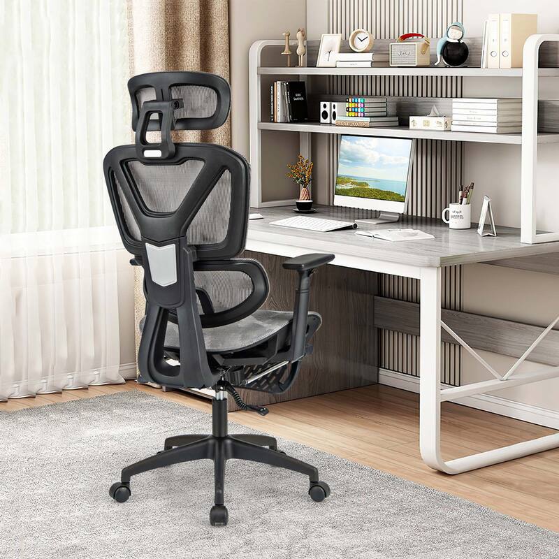 Ergonomic Office Chair Home Mesh Chair w/Adjustable Height & Backrest