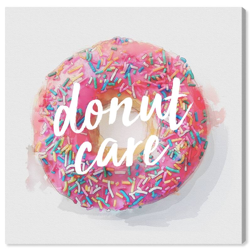 Wynwood Studio 'Donut Care' Typography and Quotes Wall Art Canvas Print Funny Quotes and Sayings - Pink, White