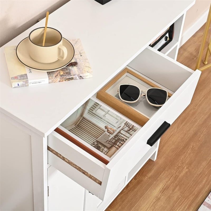 Floor Storage Cabinet with Doors and Shelves - 11.8"D x 29.5"W x 31.6"H