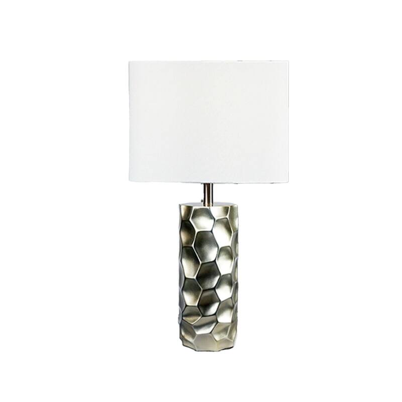 Limy 2pc Table Lamp Set, White Shade, Silver Resin Base, 29 Inch