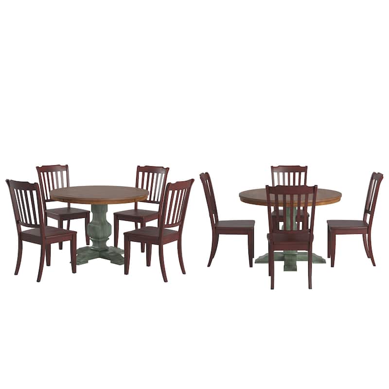 Ronda 45" Round Solid Wood Top Dining Set with Spindle Back Chairs