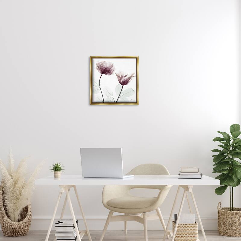 Stupell Minimalist Translucent Flowers Framed Floater Canvas Wall Art Design By Albert Koetsier