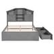 preview thumbnail 11 of 11, Full Size Bed Frame Wood Platform Bed with Storage Headboard, Full Platform Bed with 5 Storage Shelves, House-shaped Design