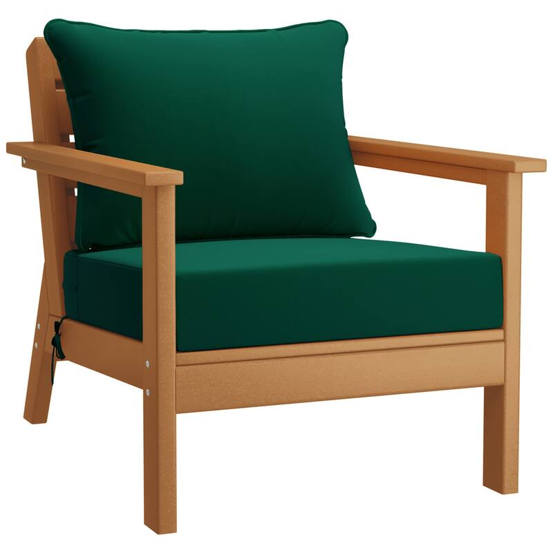 Birchwood All Weather HDPE Outdoor Patio Teak Deep Seating Conversation Set (5-Piece Set)