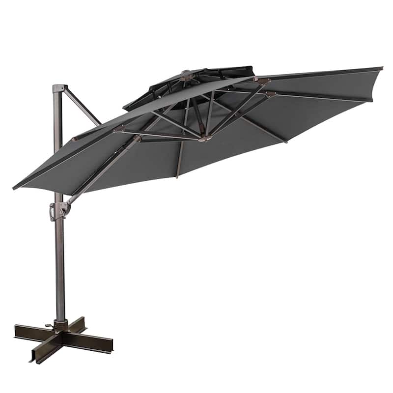 Pellebant Outdoor Round Cantilever Umbrella with Double Top