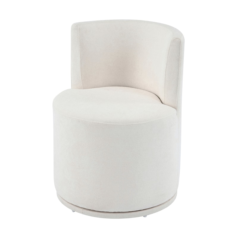 Roomfitters Modern Swivel Upholstered Side Chair for Vanity or Living Room, Beige Fabric - Single