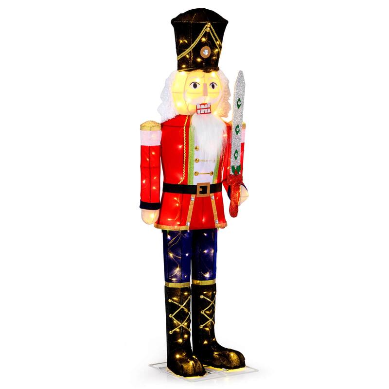 Costway 1/2 PCS 5 FT Lighted Nutcracker Soldier Outdoor Christmas - as pic shows