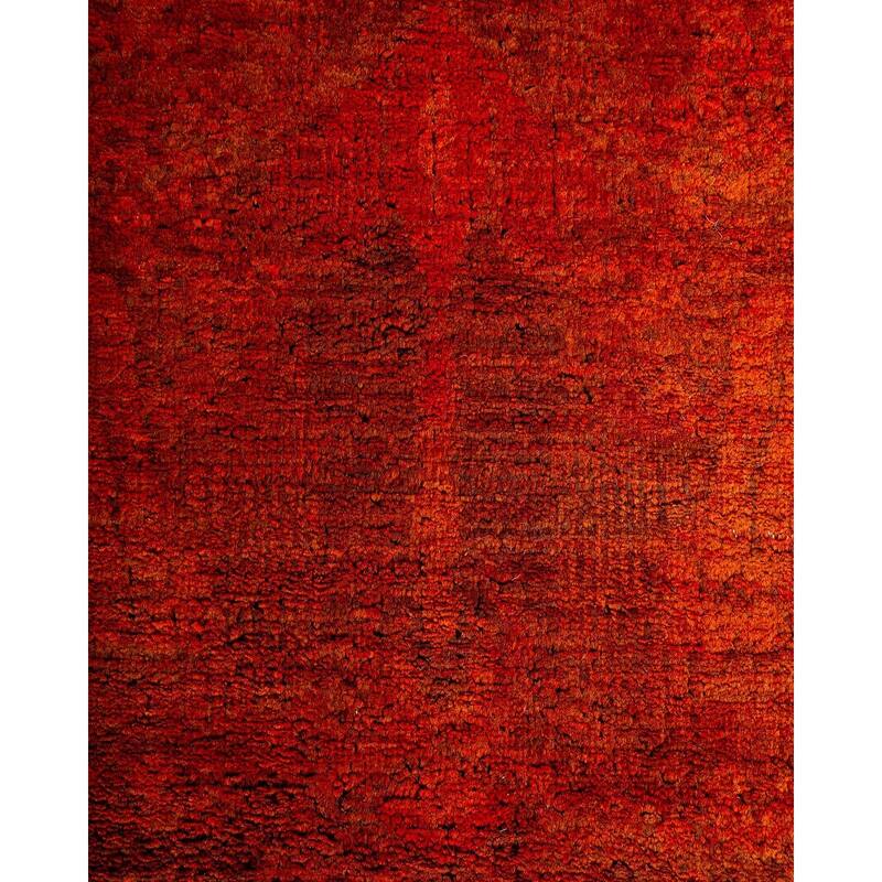 Overton Hand Knotted Wool Vintage Inspired Modern Contemporary Overdyed Orange Area Rug - 7' 10" x 10' 4"