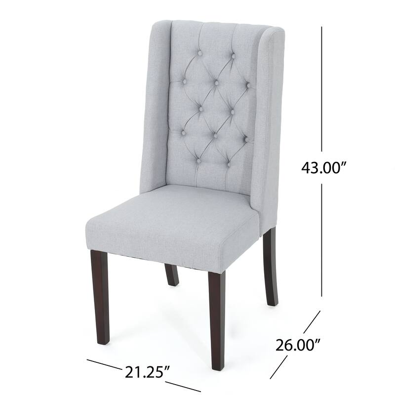 Wingback Upholstered Dining Chairs Set of 2, Fabric Side Dining Room Chairs with Tufted Button, Home Kitchen Wood Chairs