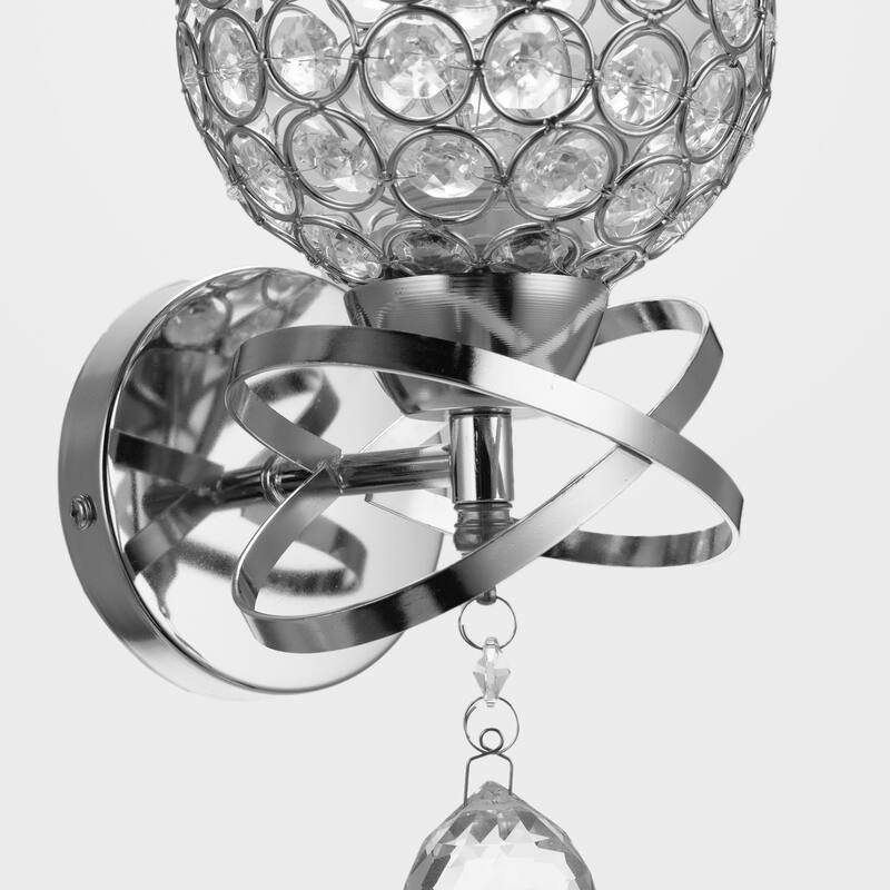 YANSUN 5.12 in. 1-Light Chrome Indoor Antique Modern Rustic Wall Sconce with Metal Crystal Shade - 5.12in.