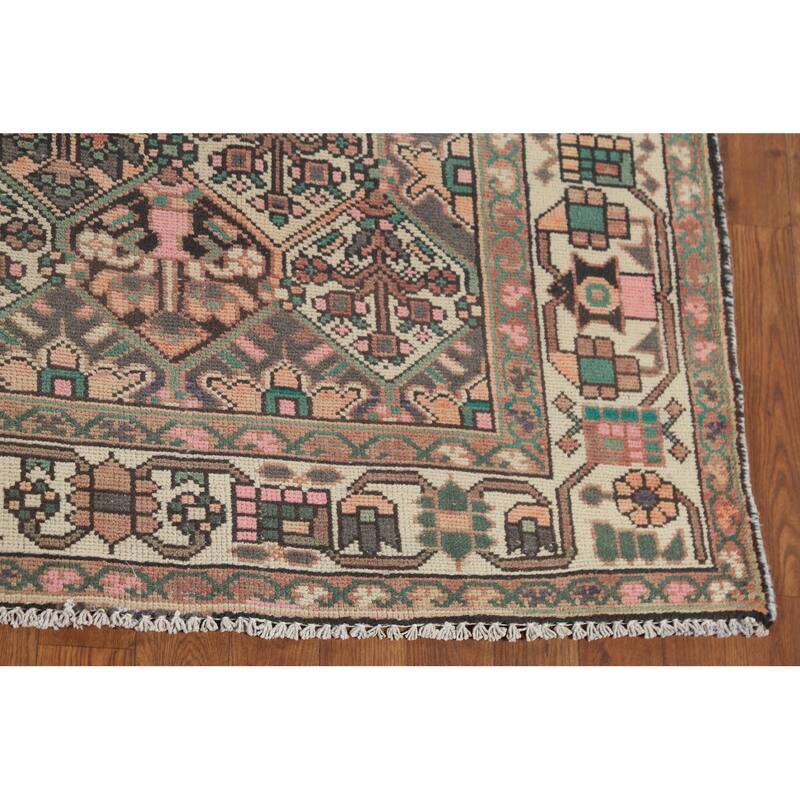 Bakhtiari Persian Vintage Area Rug Handmade Beige Wool Carpet - 6'7"x 9'7"