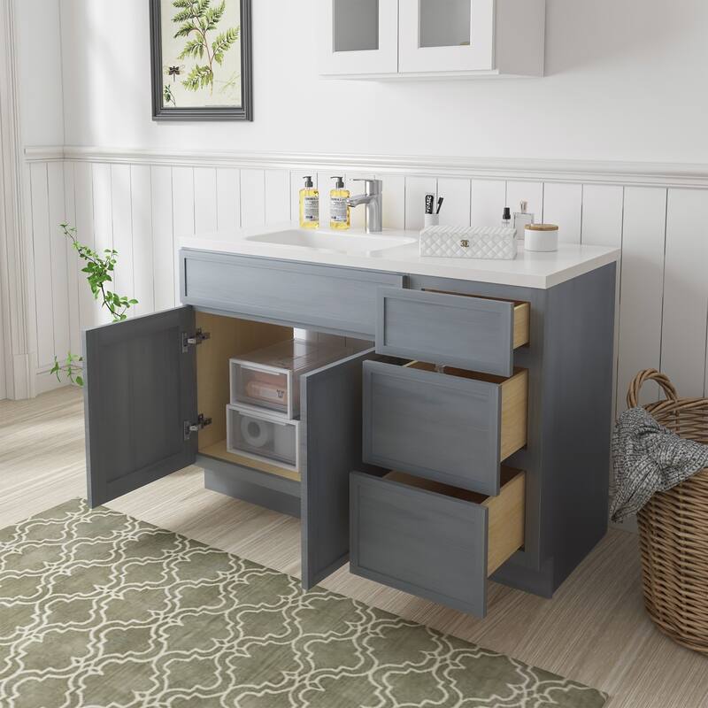 Vanity Art 48" Birch Freestanding Bathroom Vanity Cabinet without Top