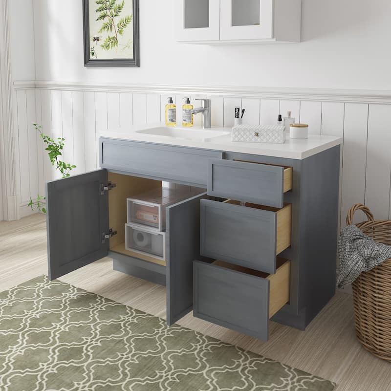 Vanity Art 54" Birch Freestanding Bathroom Vanity Cabinet without Top