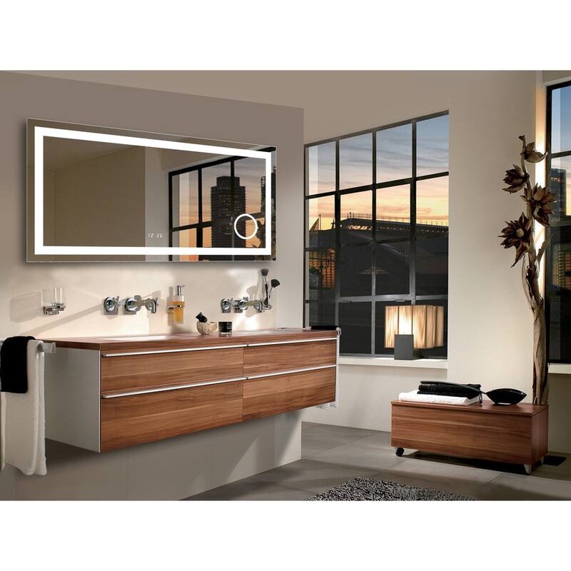 Miseno 60" W x 28" H Rectangular Frameless Wall Mounted Mirror with