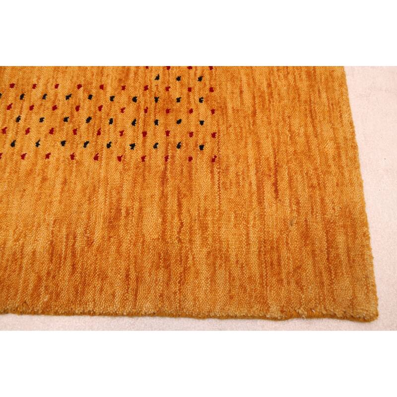 ECARPETGALLERY Hand Loomed Kashkuli Gabbeh Light Orange Wool Rug - 5'0 x 8'2