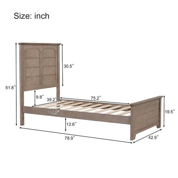 dimension image slide 0 of 3, Farmhouse Wooden Platform Bed with Panel Headboard for Teen Room