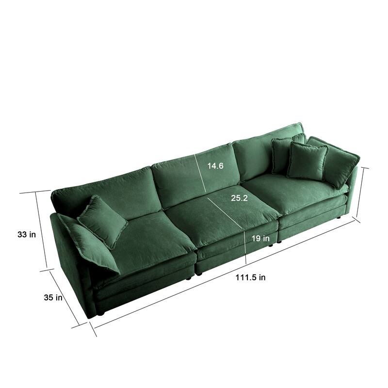 Modular L-Shaped Sectional Sofa, 5-Seater Chenille Upholstered Convertible Couch with 1 Ottoman
